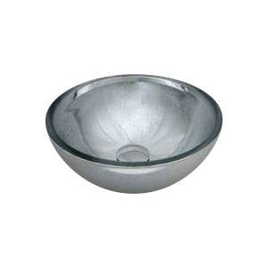 Cuba Sobrepor de Vidro Prata 30cm