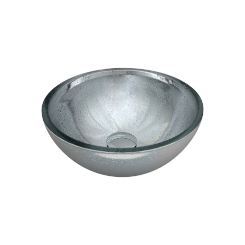 Cuba Sobrepor de Vidro Prata 30cm