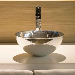 Cuba Sobrepor de Vidro Prata 30cm