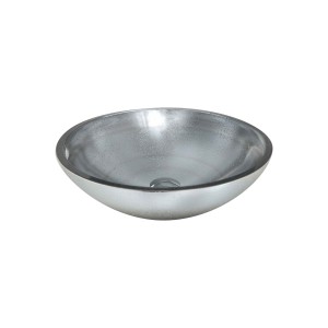 Cuba Sobrepor de Vidro Prata 40cm