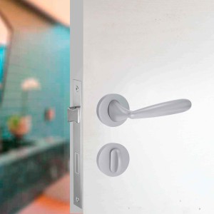 Maçaneta Porta Banheiro com Roseta Redonda Cromo Acetinado| Altero Casa