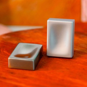 Puxador Ponto Retangular Cromo Acetinado 29mm