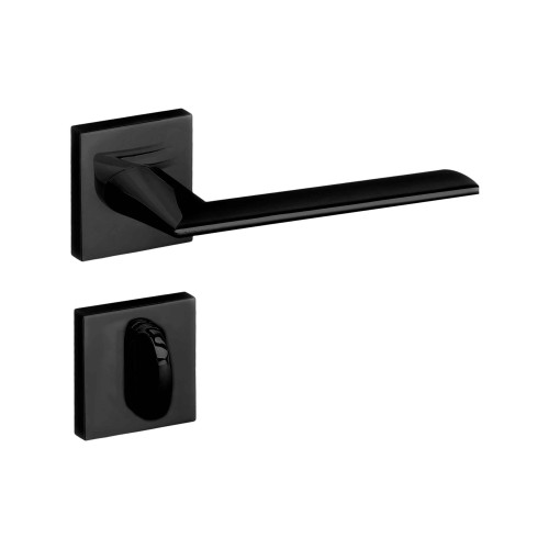 Maçaneta Porta Banheiro com Roseta Quadrada Black PVD