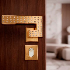 Maçaneta para Porta Externa em ouro com Strass Altero Casa MA134Q1-E2