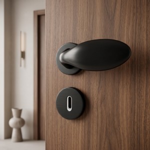Maçaneta Porta Banheiro com Roseta Redonda Black Matte MA106R1-I