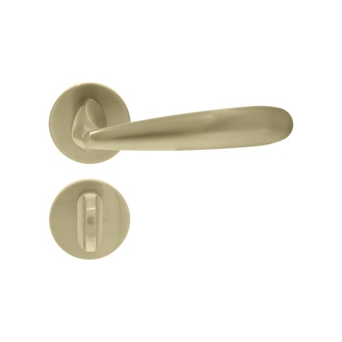 Maçaneta Porta Banheiro com Roseta Redonda Dourado Escovado MA107R1-B1
