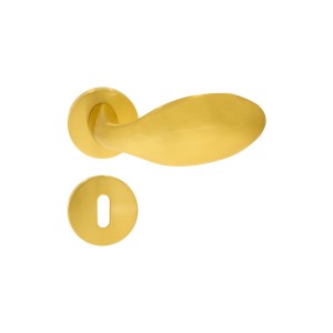Maçaneta Porta Interna com Roseta Redonda Ouro Escovado MA106 R1-I
