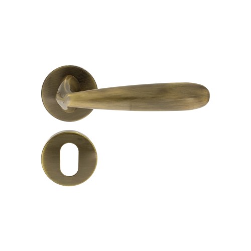 Maçaneta Porta Externa com Roseta Redonda Antique Brass Altero Casa MA107